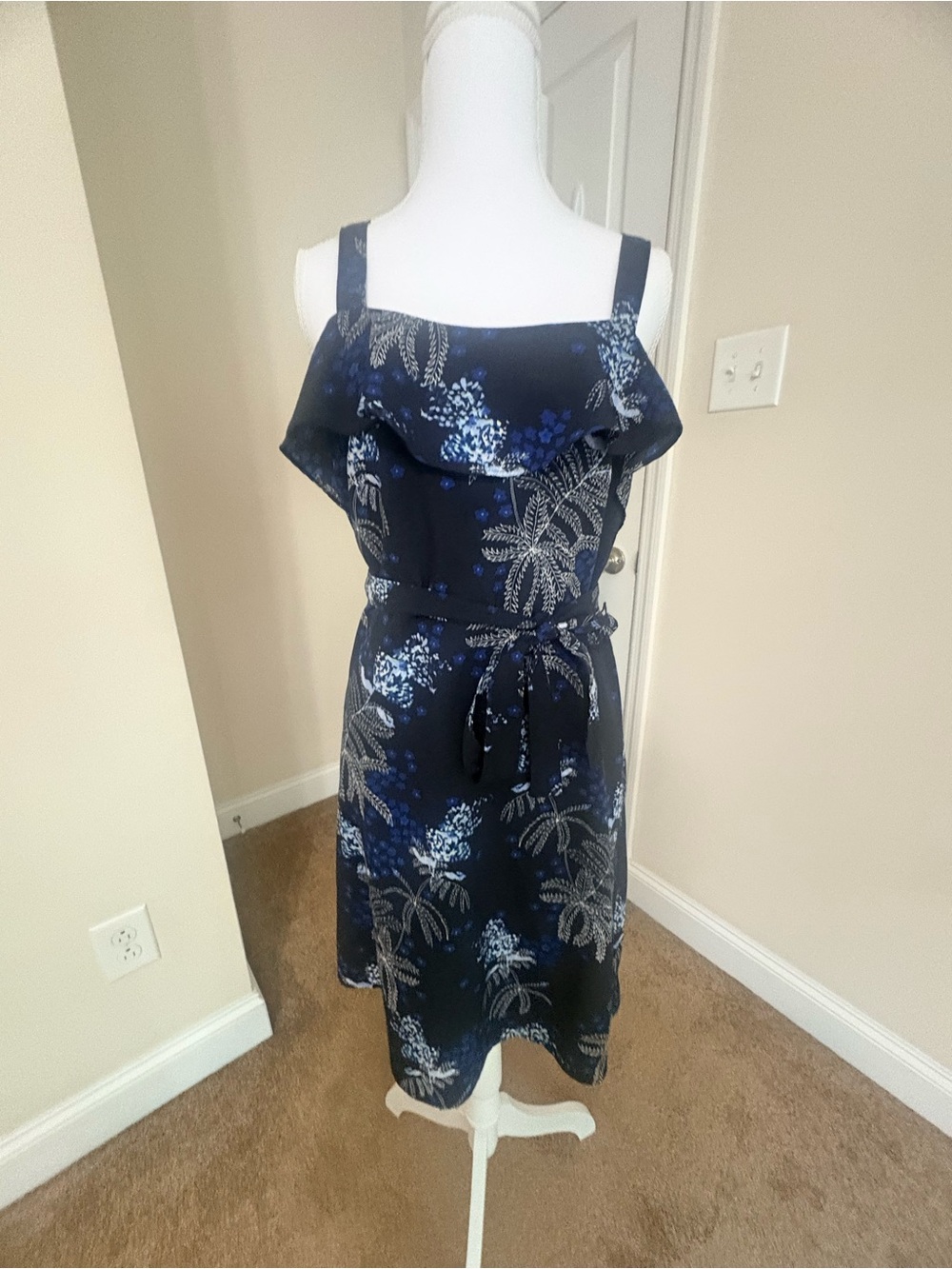 Banana Republic Navy Floral Sundress with Blue & White Print